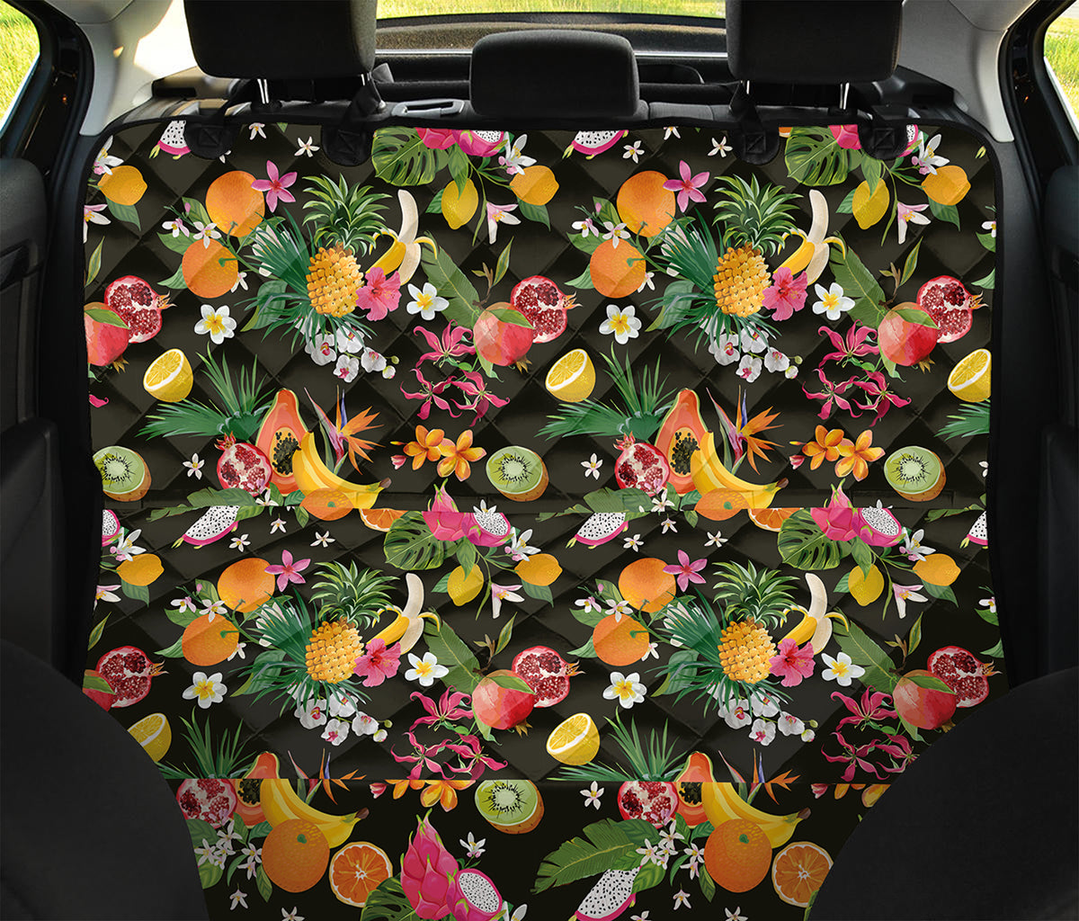 Tropical Paradise Fruits Pattern Print Pet Car Back Seat Cover