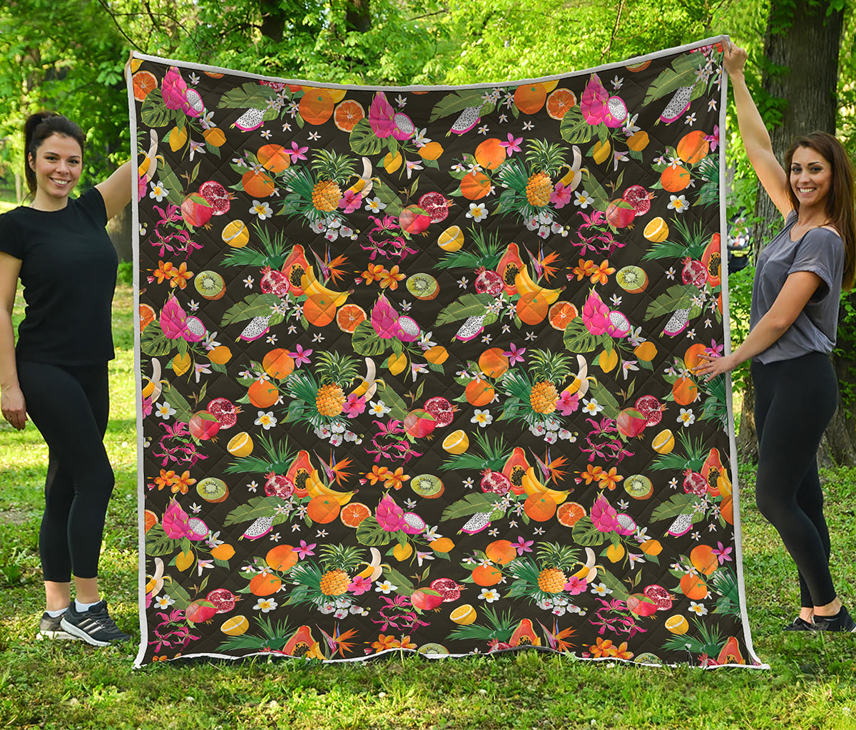 Tropical Paradise Fruits Pattern Print Quilt