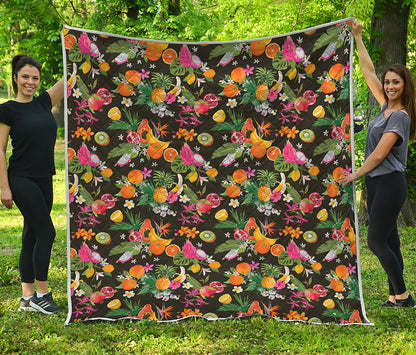 Tropical Paradise Fruits Pattern Print Quilt