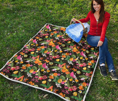 Tropical Paradise Fruits Pattern Print Quilt