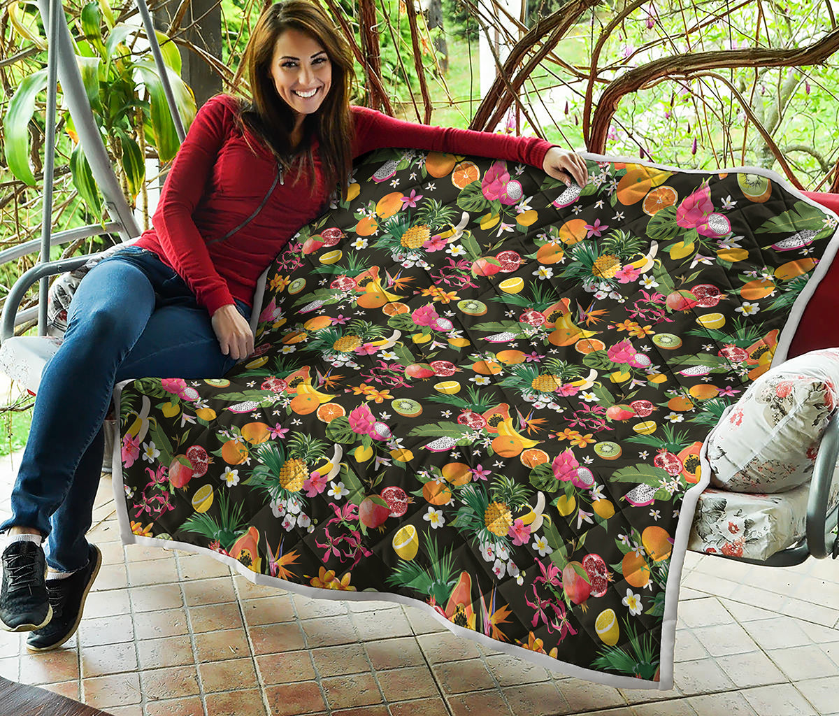 Tropical Paradise Fruits Pattern Print Quilt