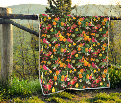 Tropical Paradise Fruits Pattern Print Quilt
