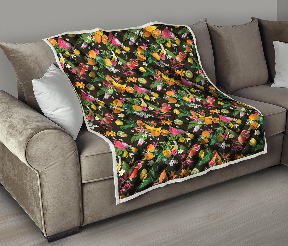 Tropical Paradise Fruits Pattern Print Quilt