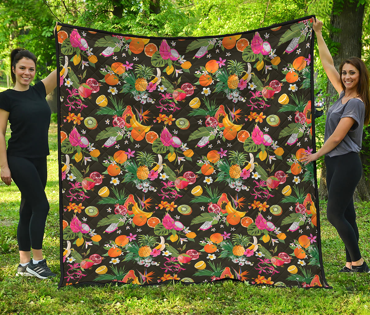 Tropical Paradise Fruits Pattern Print Quilt