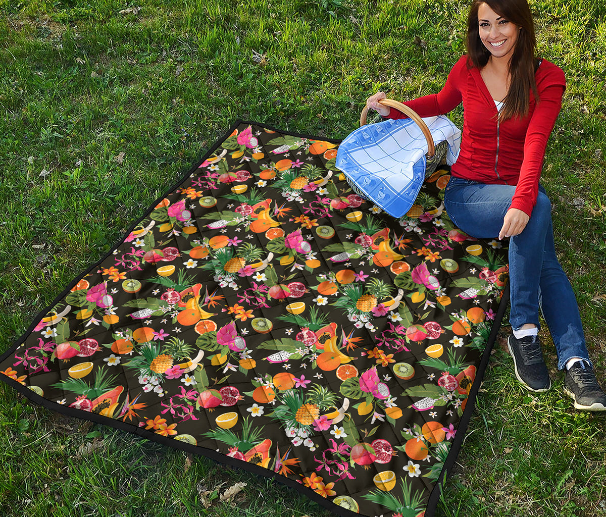 Tropical Paradise Fruits Pattern Print Quilt