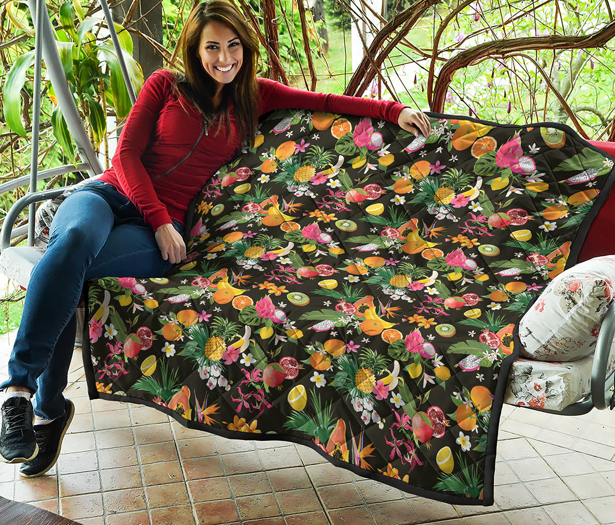 Tropical Paradise Fruits Pattern Print Quilt