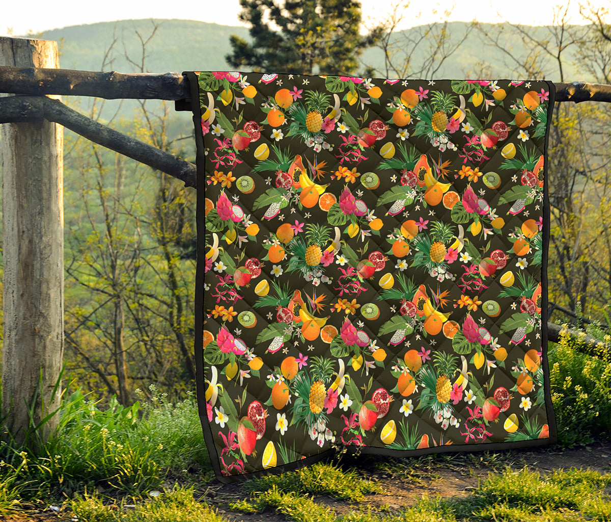 Tropical Paradise Fruits Pattern Print Quilt
