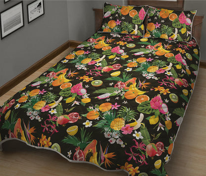 Tropical Paradise Fruits Pattern Print Quilt Bed Set