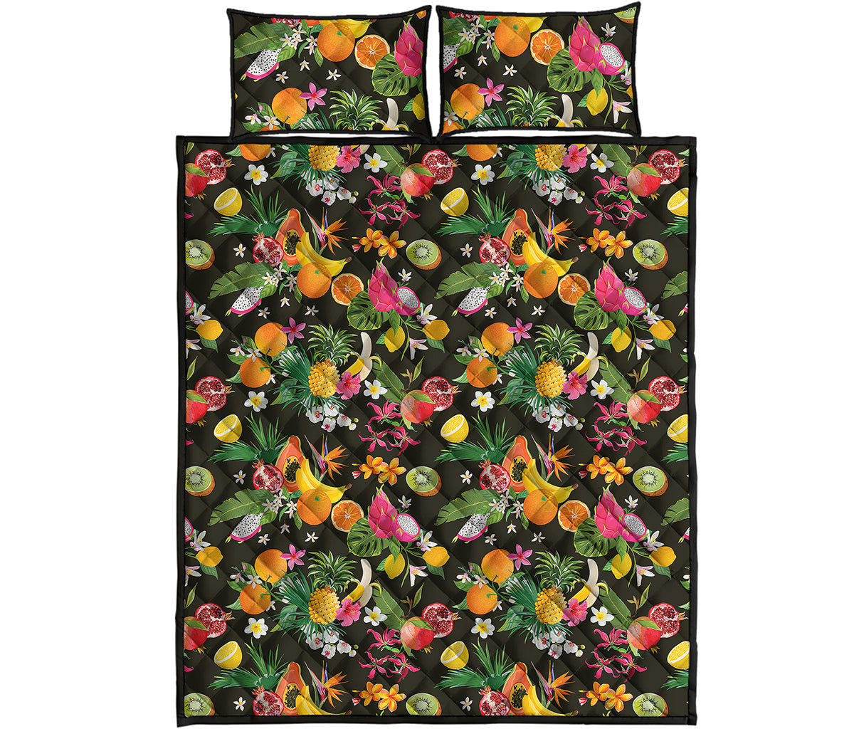 Tropical Paradise Fruits Pattern Print Quilt Bed Set