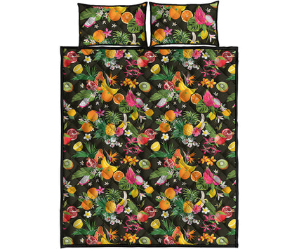 Tropical Paradise Fruits Pattern Print Quilt Bed Set