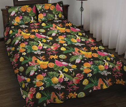 Tropical Paradise Fruits Pattern Print Quilt Bed Set