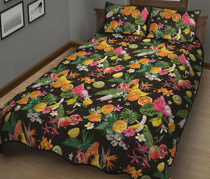 Tropical Paradise Fruits Pattern Print Quilt Bed Set