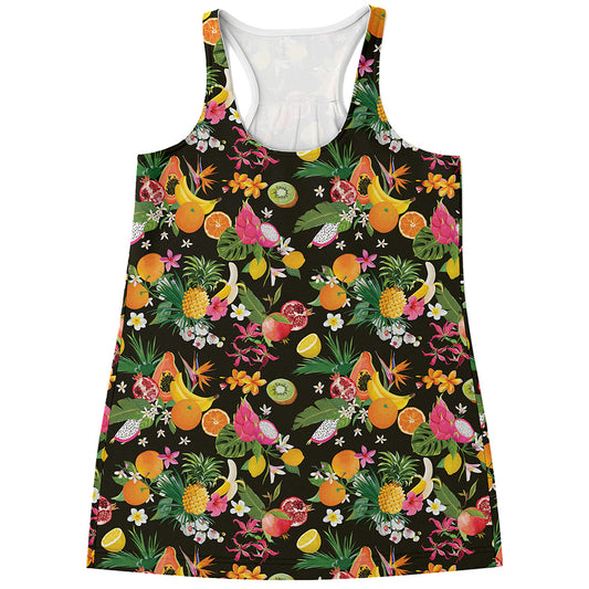 Tropical Paradise Fruits Pattern Print Women's Racerback Tank Top