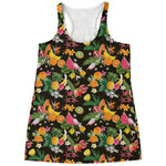 Tropical Paradise Fruits Pattern Print Women's Racerback Tank Top