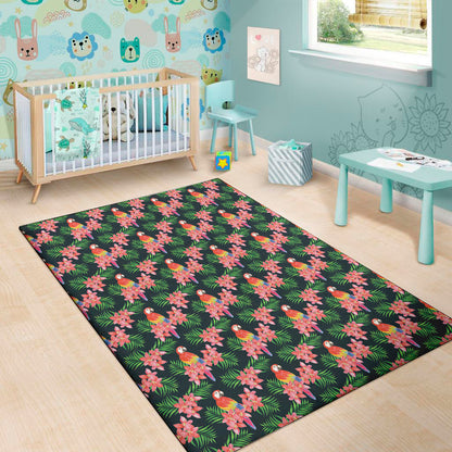 Tropical Parrot Pattern Print Area Rug