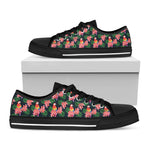 Tropical Parrot Pattern Print Black Low Top Shoes