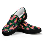 Tropical Parrot Pattern Print Black Slip On Shoes