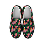 Tropical Parrot Pattern Print Black Slip On Shoes