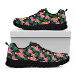 Tropical Parrot Pattern Print Black Sneakers