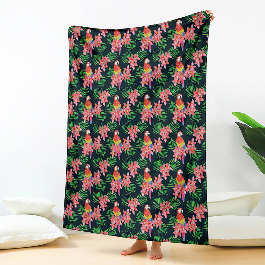 Tropical Parrot Pattern Print Blanket