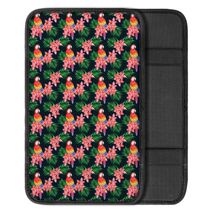 Tropical Parrot Pattern Print Car Center Console Cover
