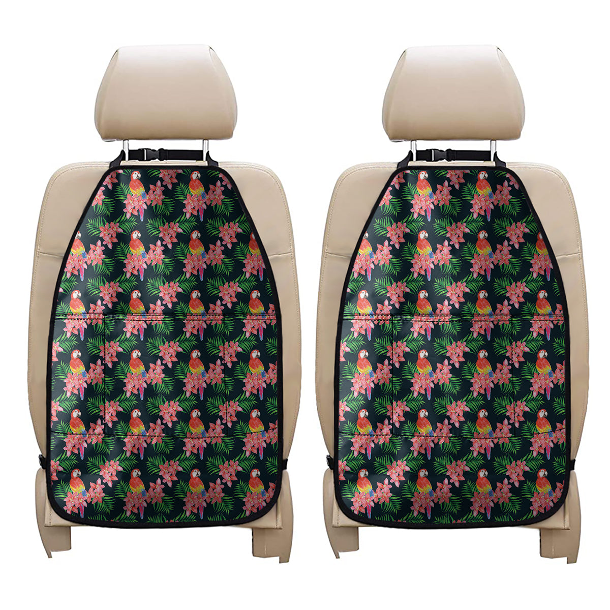 Tropical Parrot Pattern Print Car Seat Organizers