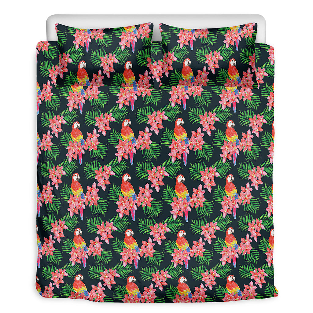 Tropical Parrot Pattern Print Duvet Cover Bedding Set