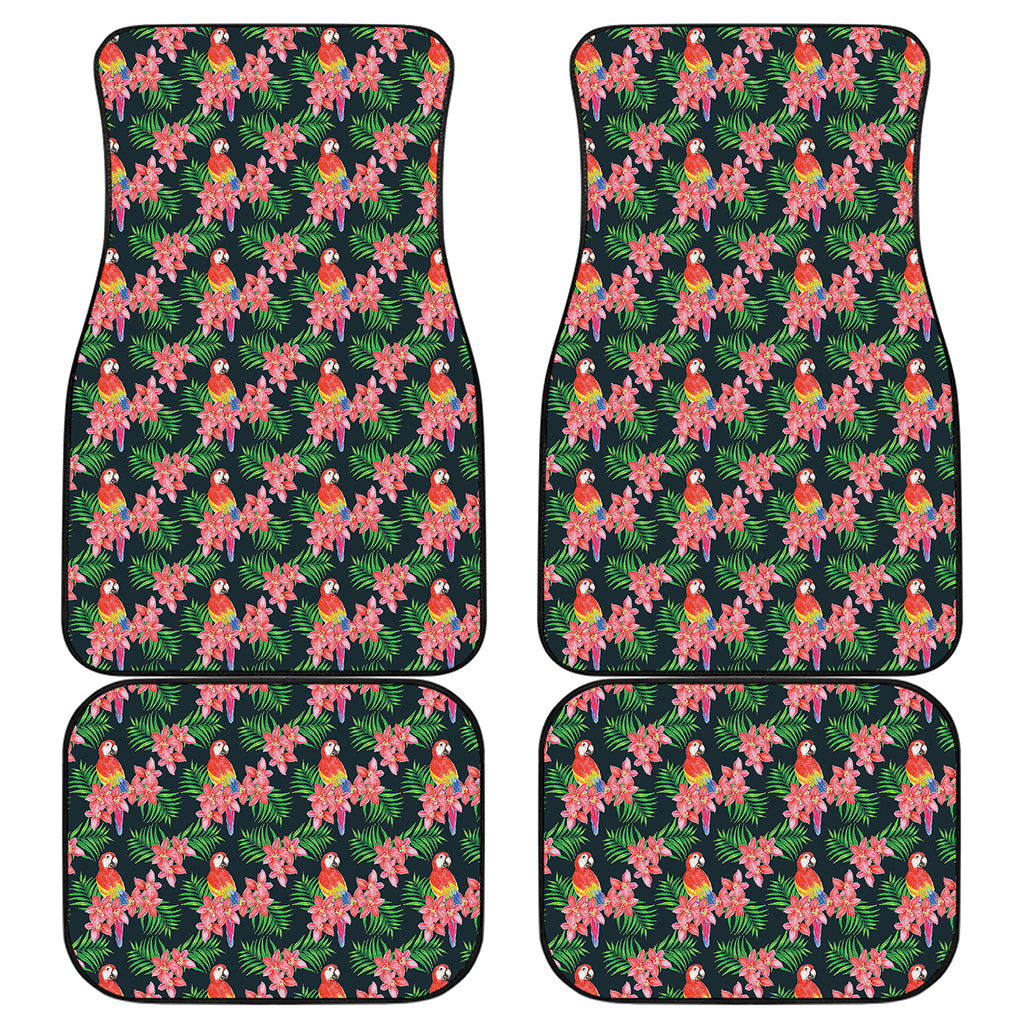 Tropical Parrot Pattern Print Front and Back Car Floor Mats