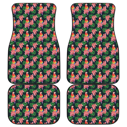 Tropical Parrot Pattern Print Front and Back Car Floor Mats