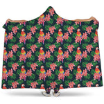 Tropical Parrot Pattern Print Hooded Blanket