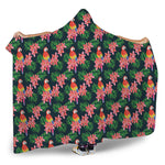 Tropical Parrot Pattern Print Hooded Blanket