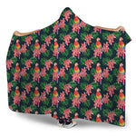Tropical Parrot Pattern Print Hooded Blanket