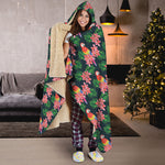 Tropical Parrot Pattern Print Hooded Blanket