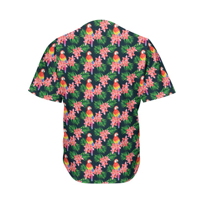 Tropical Parrot Pattern Print Men's Baseball Jersey