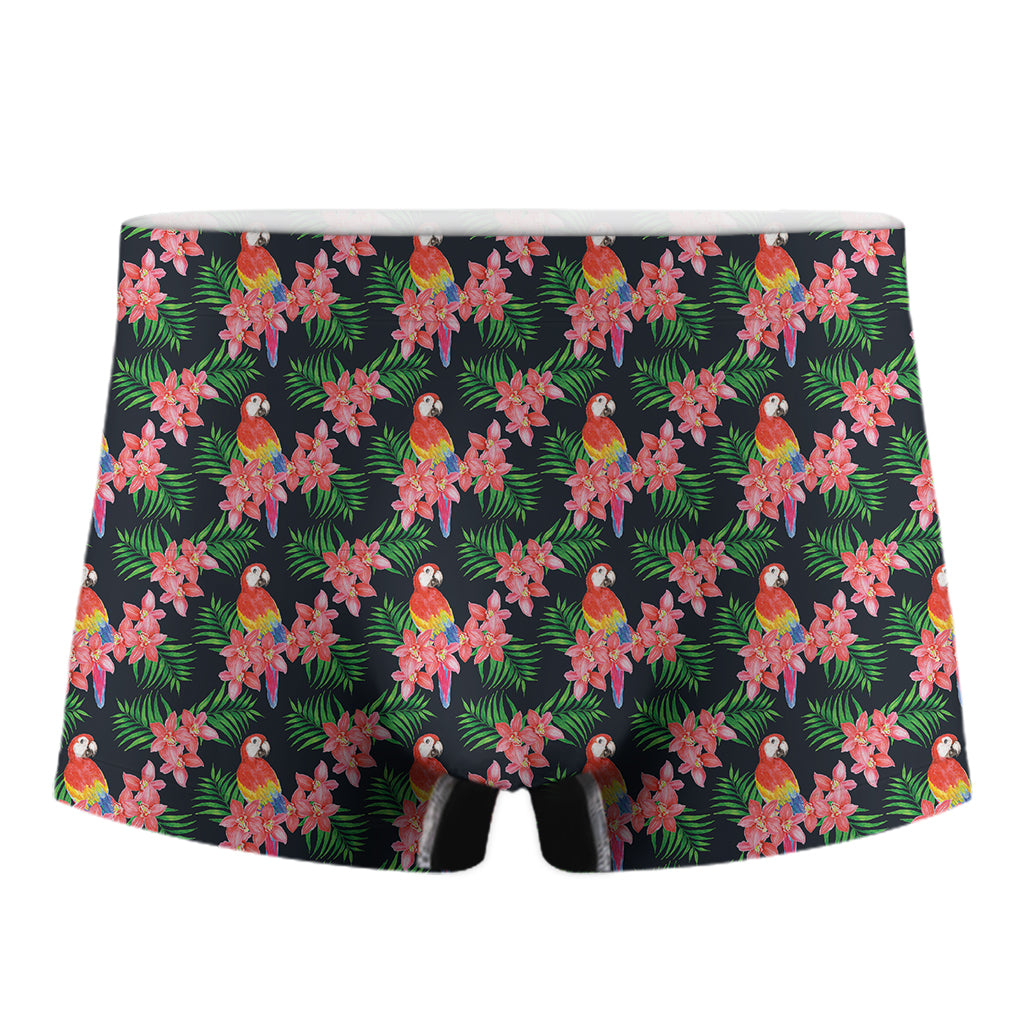 Tropical Parrot Pattern Print Men's Boxer Briefs