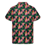 Tropical Parrot Pattern Print Men's Short Sleeve Shirt