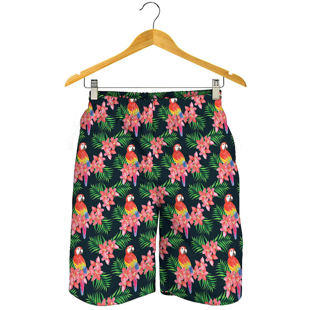 Tropical Parrot Pattern Print Men's Shorts