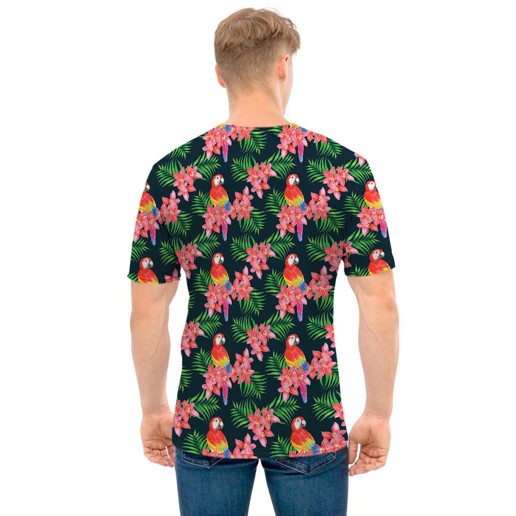 Tropical Parrot Pattern Print Men's T-Shirt