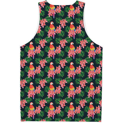 Tropical Parrot Pattern Print Men's Tank Top
