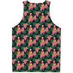 Tropical Parrot Pattern Print Men's Tank Top