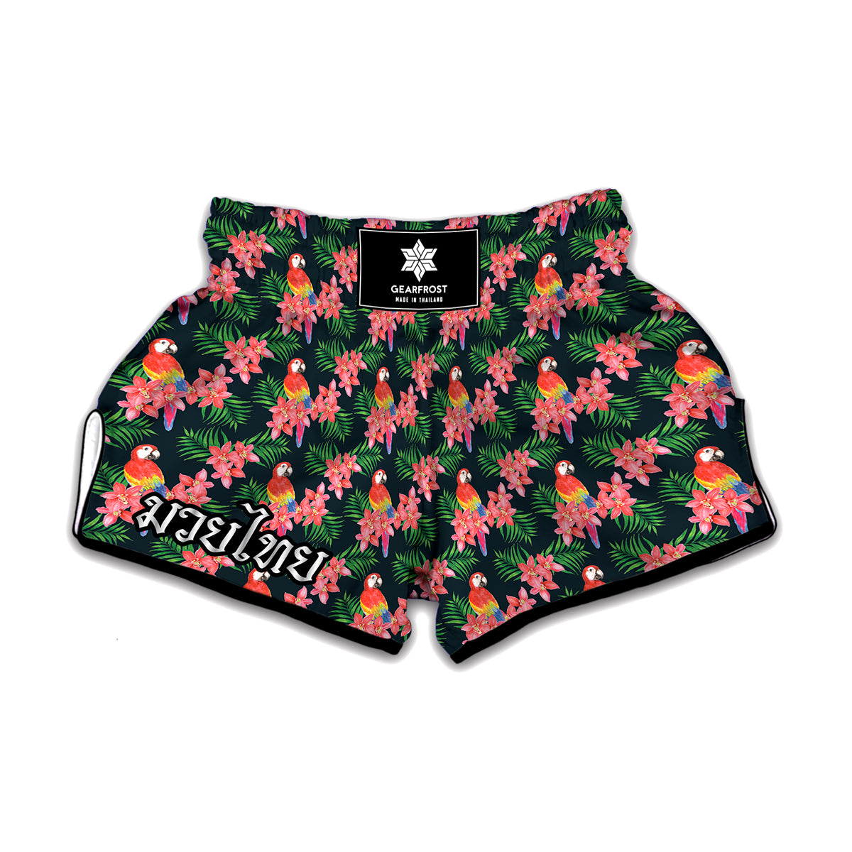Tropical Parrot Pattern Print Muay Thai Boxing Shorts