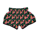 Tropical Parrot Pattern Print Muay Thai Boxing Shorts