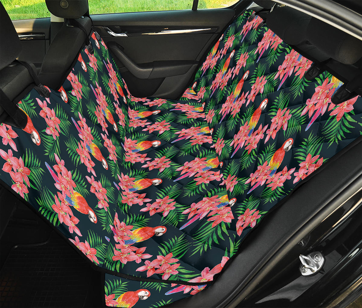 Tropical Parrot Pattern Print Pet Car Back Seat Cover