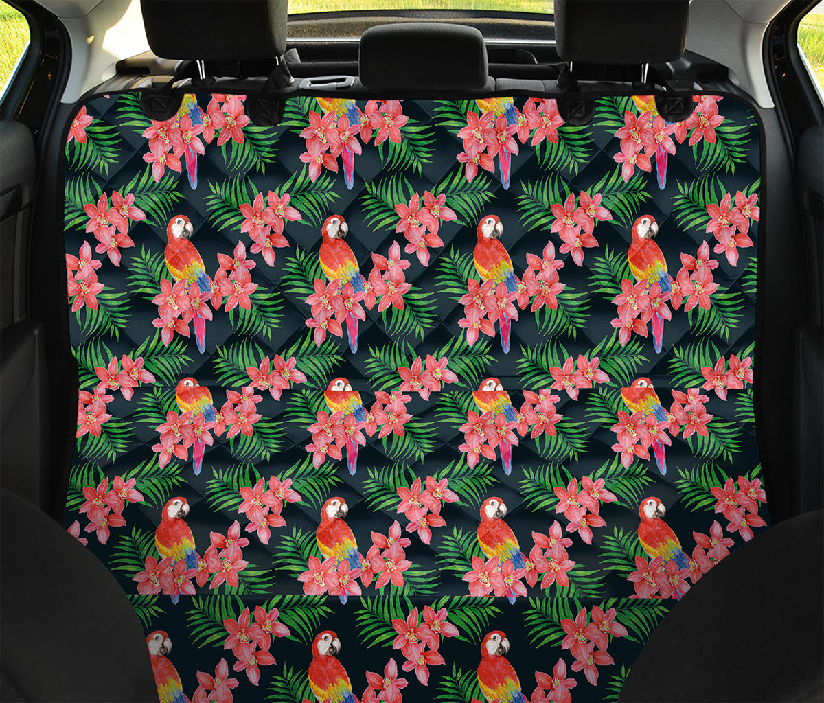 Tropical Parrot Pattern Print Pet Car Back Seat Cover