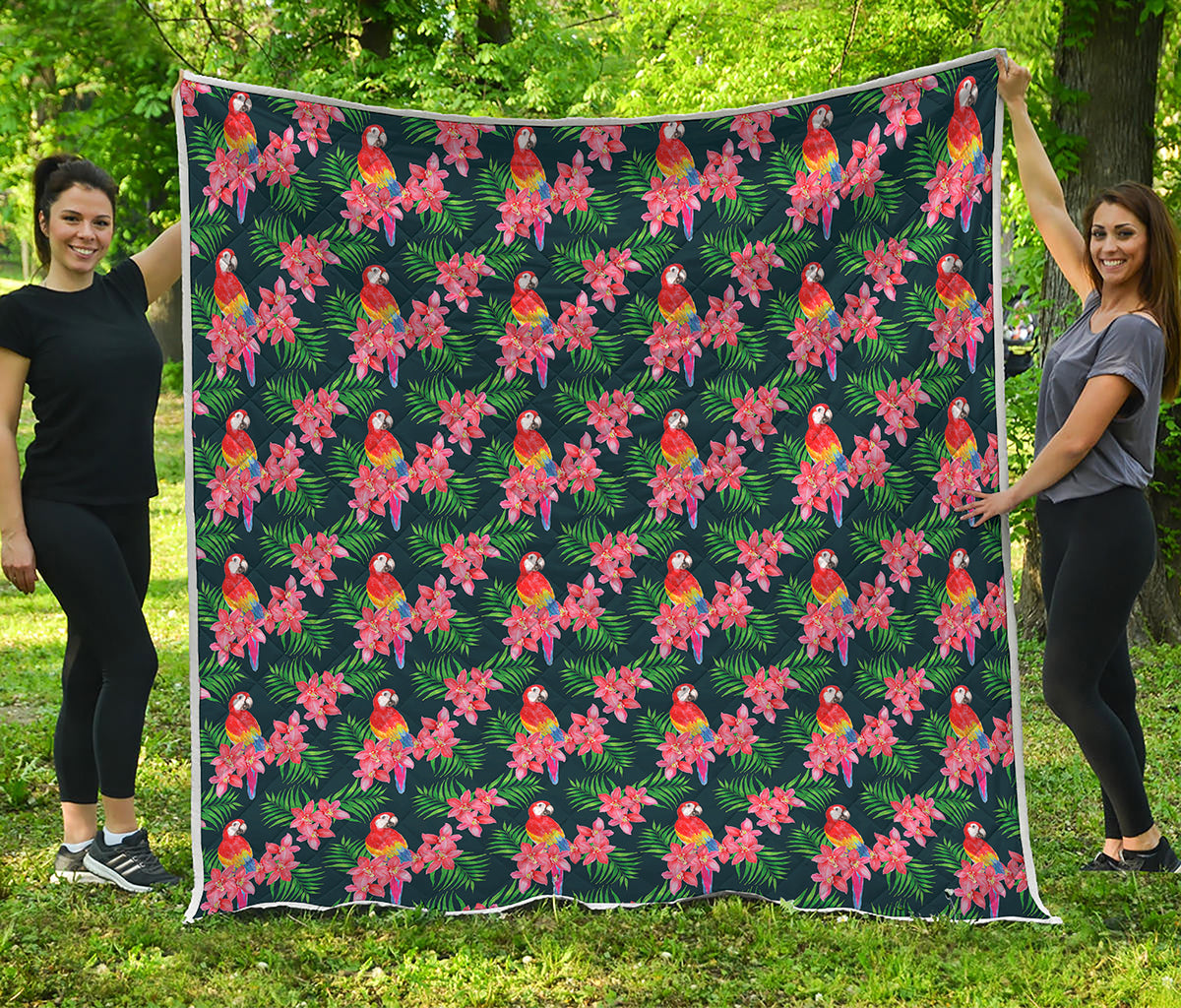 Tropical Parrot Pattern Print Quilt