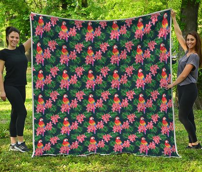 Tropical Parrot Pattern Print Quilt