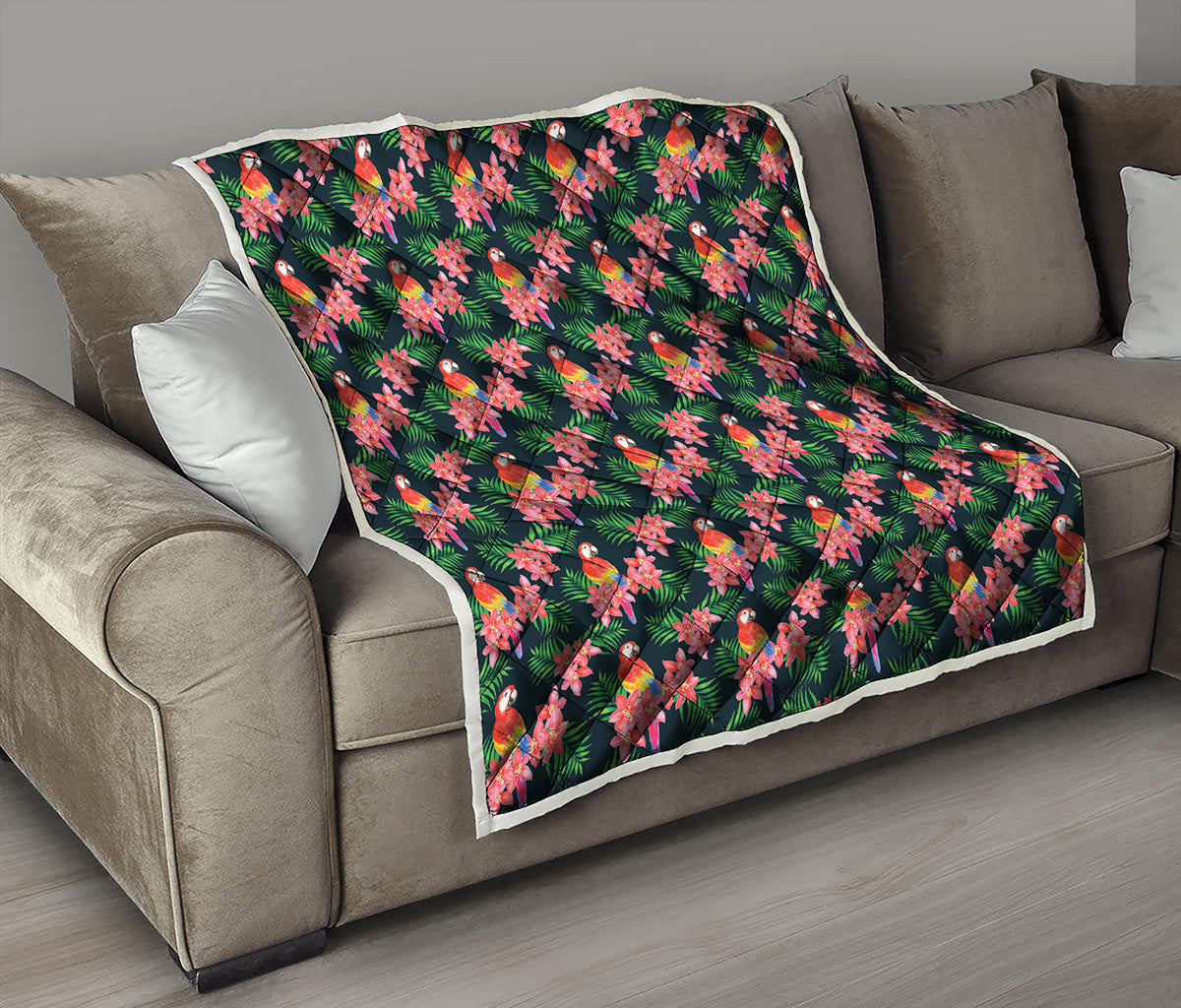 Tropical Parrot Pattern Print Quilt