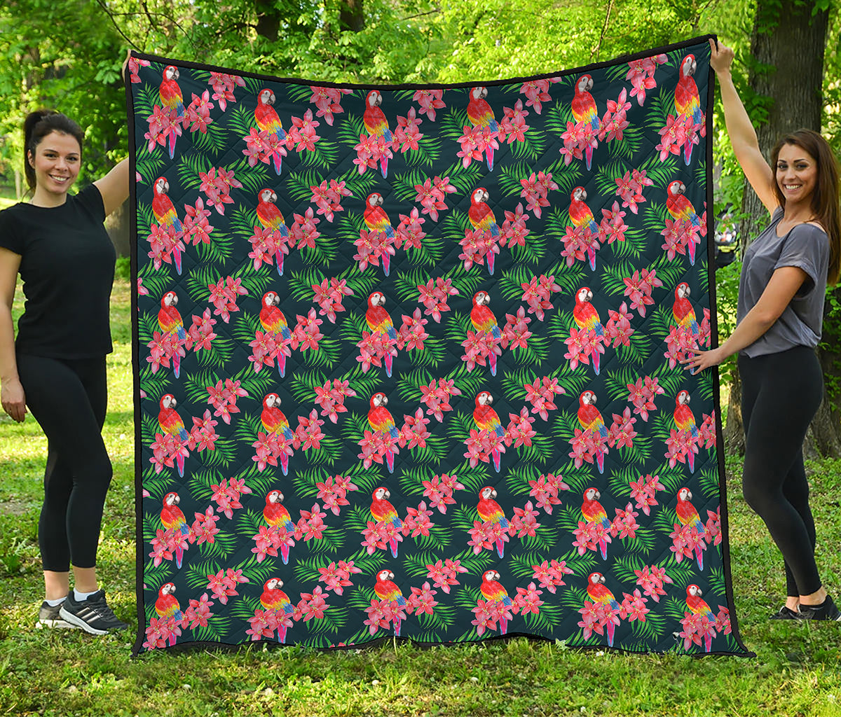 Tropical Parrot Pattern Print Quilt