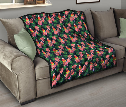 Tropical Parrot Pattern Print Quilt
