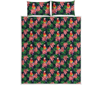 Tropical Parrot Pattern Print Quilt Bed Set